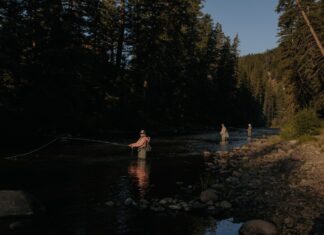 Lure photo of man fishing on lake